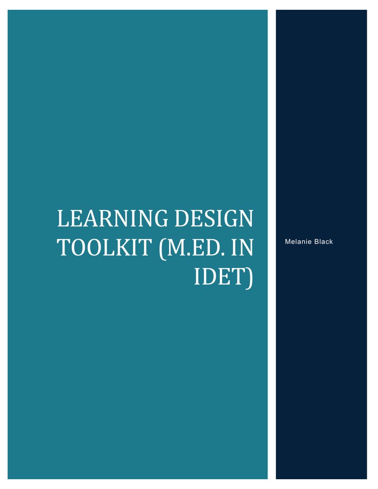 Cover page of Melanie Black's Learning Design Toolkit